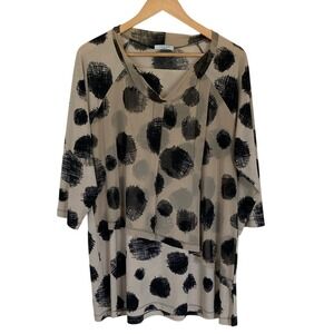 Terra SJ Apparel Womens Tunic Blouse Tan‎ Black Size XL Lagen look Modern Design